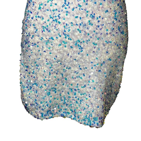 Beautiful White One Shoulder Sequin Stretch Mini Dress Size Medium - Picture 10 of 10